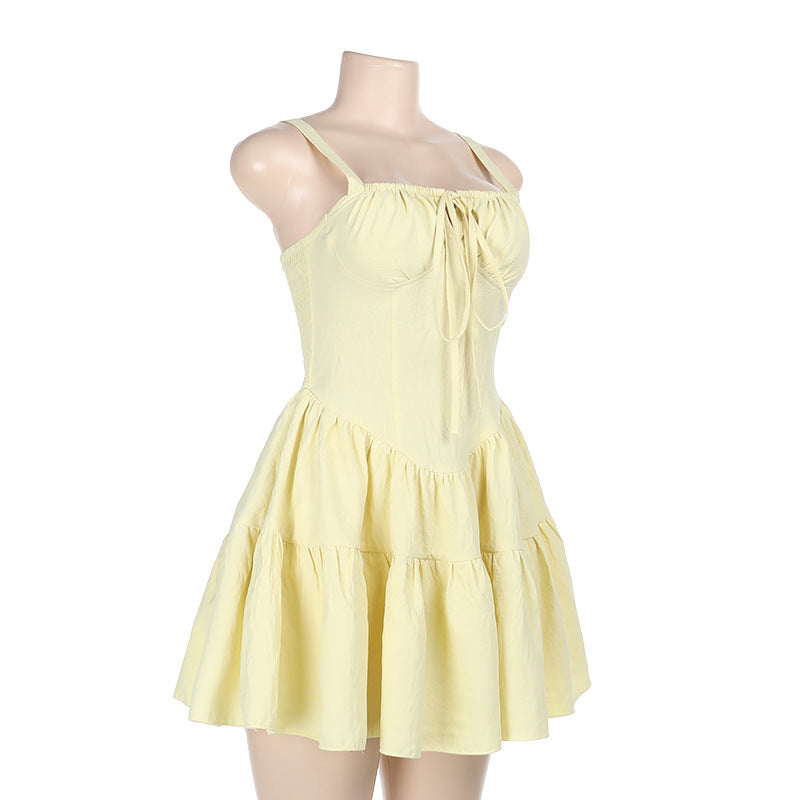 Women Sexy Summer Patchwork Lace-up Dress 8