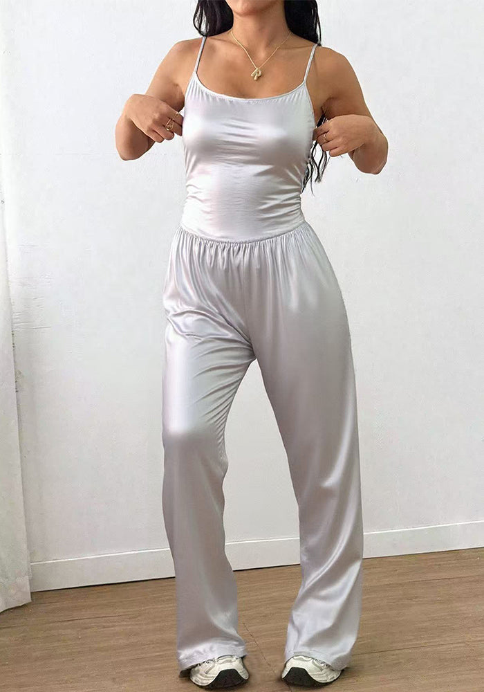 Women's Fashion Casual Sleeveless Halter Wide-Leg Jumpsuit