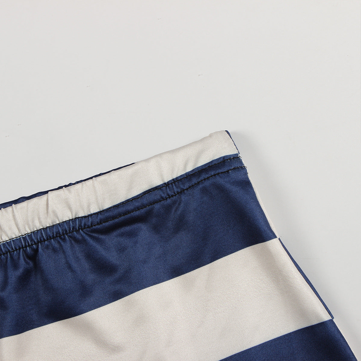 Women Striped Contrast Turndown Collar Crop Top and Skirt Two-Piece Set 8