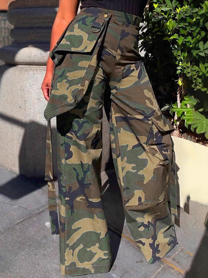 Women Casual Camouflage Multi-Pocket Pants 4