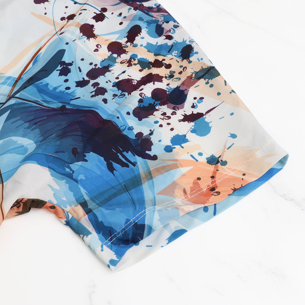 Women Print Lace Up V Neck Short Sleeve Jumpsuit 11