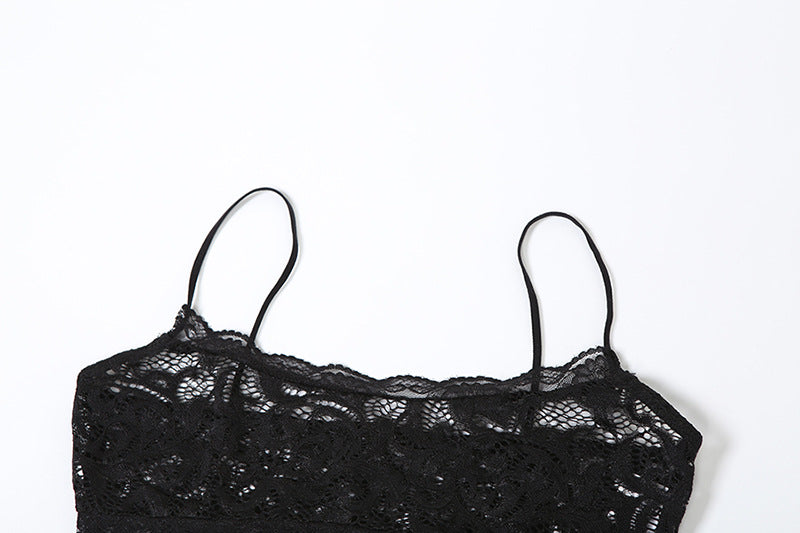 Summer Women sexy hollow strap top and solid lace skirt two-piece suit 10