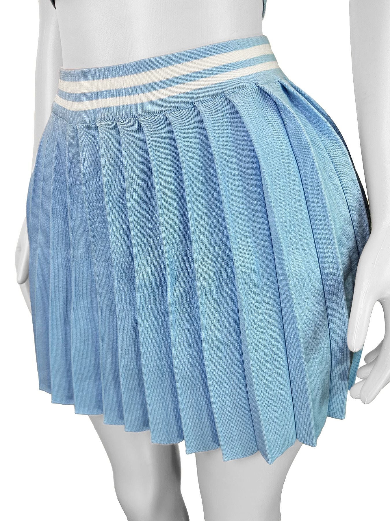 Women Sleeveless Crop Top Pleated Skirt Sports Two-piece Set 14