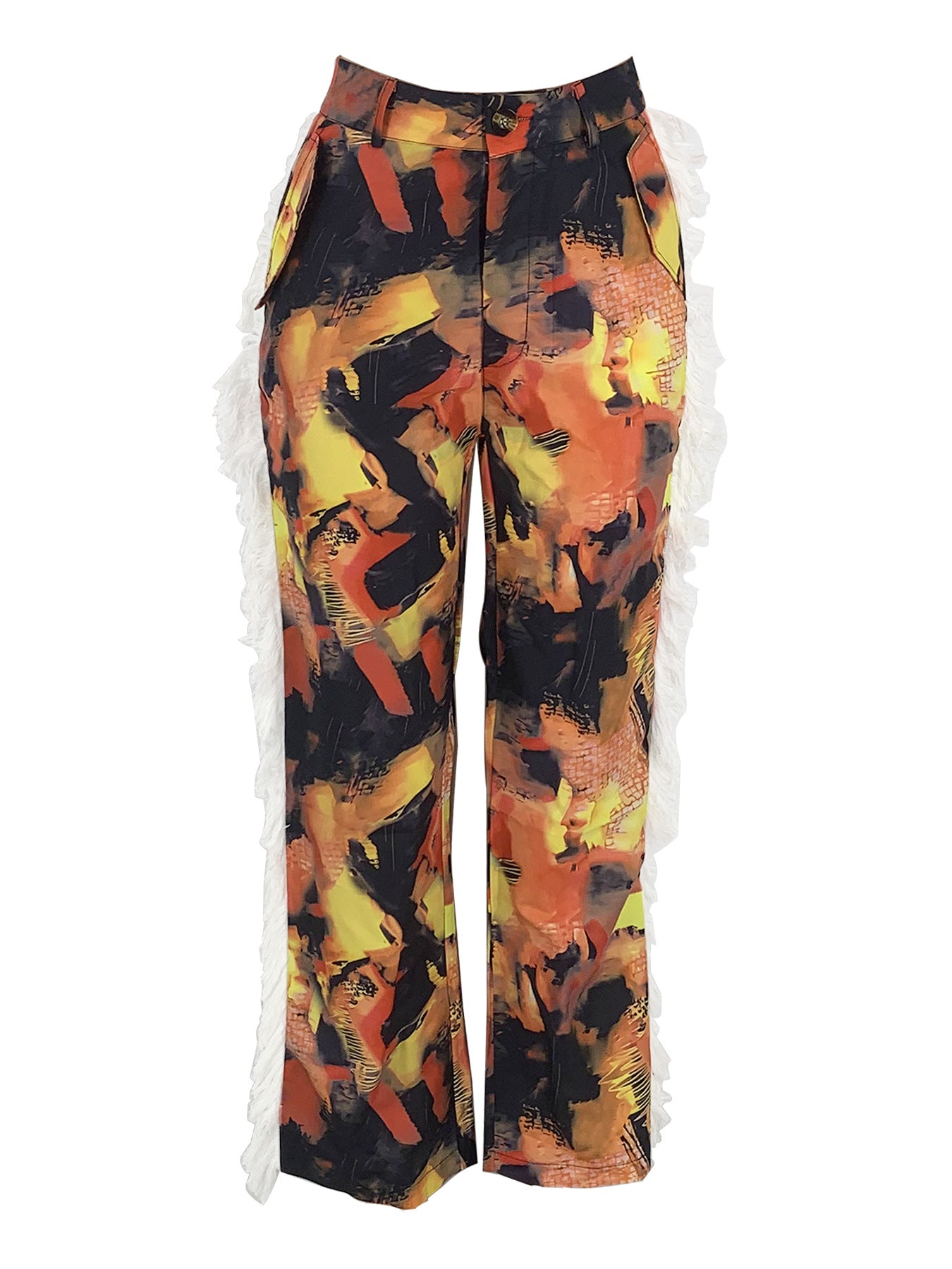 Printed Pocket Loose Casual Pants 9
