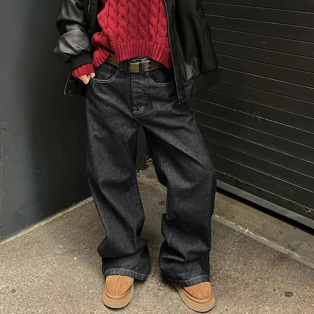 Women's High Waist Wide Leg Loose Denim Pants 4