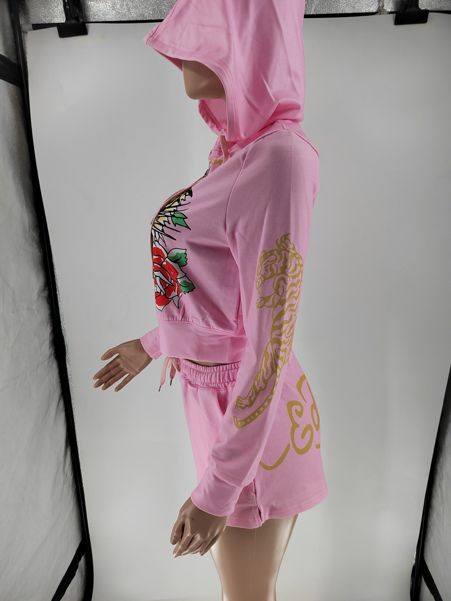 Women Printed Long Sleeve Top and Shorts Two-Piece Set 10