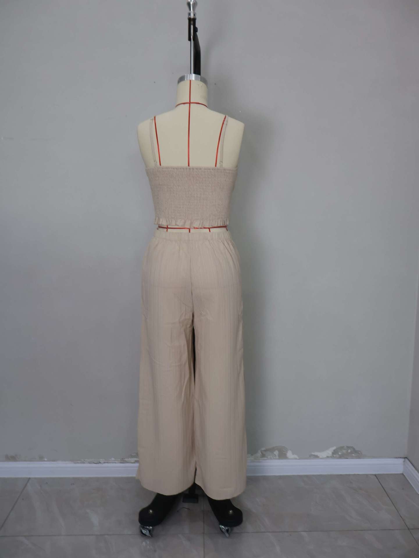 Women's Solid Color Straps Vest Straight Slit Casual Pants Summer Two-Piece Set 6