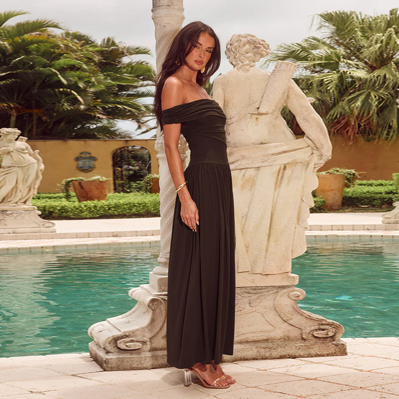 Women Black Off Shoulder Strapless Dress 6