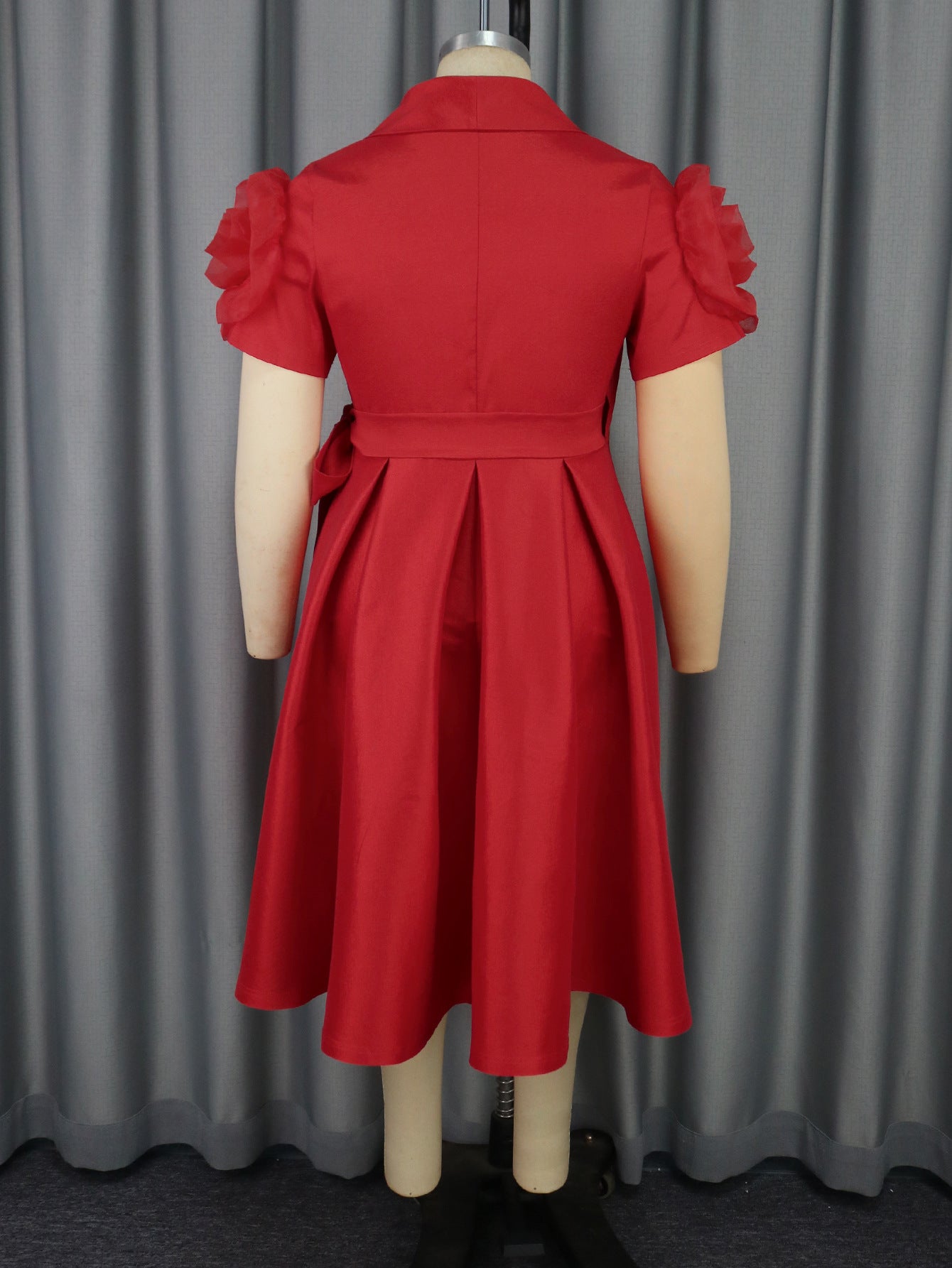 Women Formal Party Flower Sleeve Party Solid Dress 4