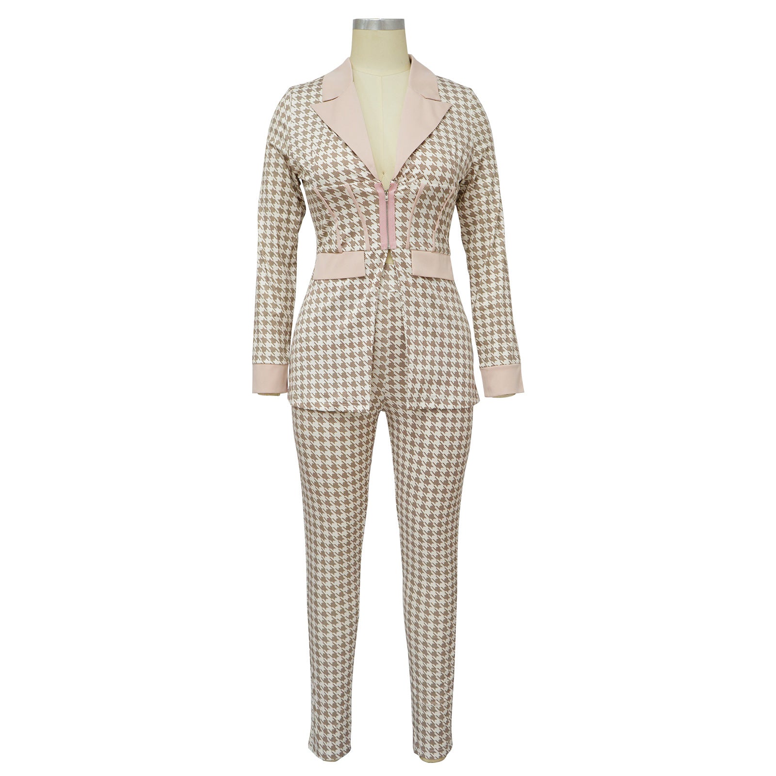 Turndown Colloar Print Two-Piece Suit 10
