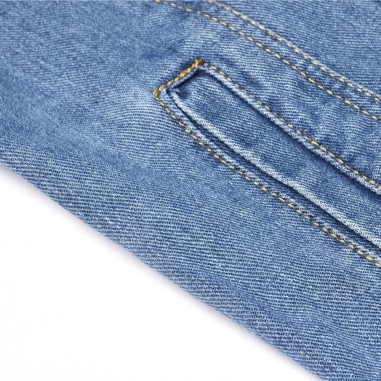 Women Ripped Long Sleeve Denim Jacket 10