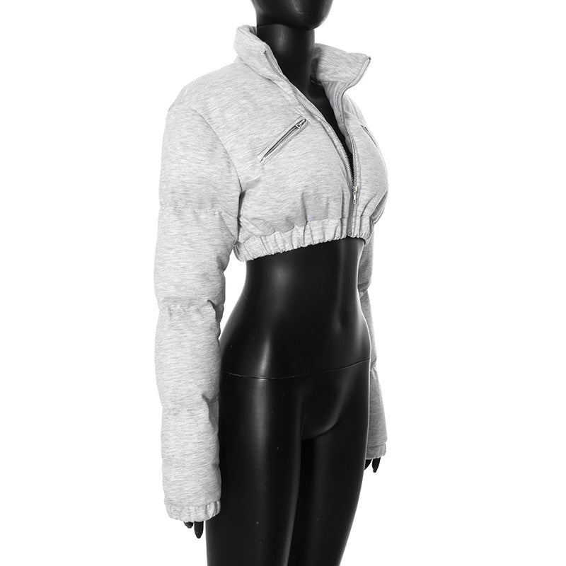 Women zipper Patchwork autumn Crop jacket 9