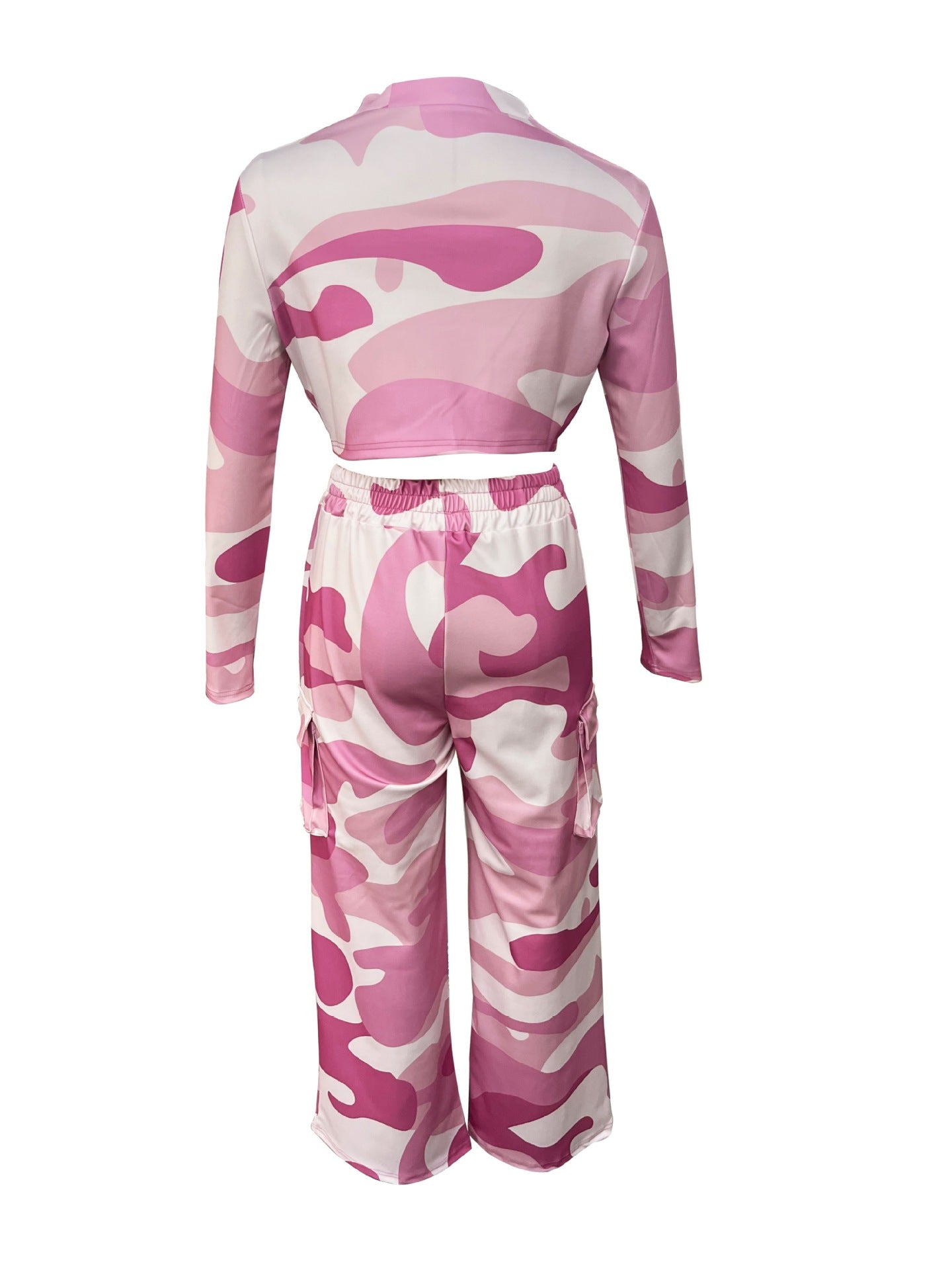 Women Camo Print Casual Sexy Crop Top and Pants Two-piece Set 26