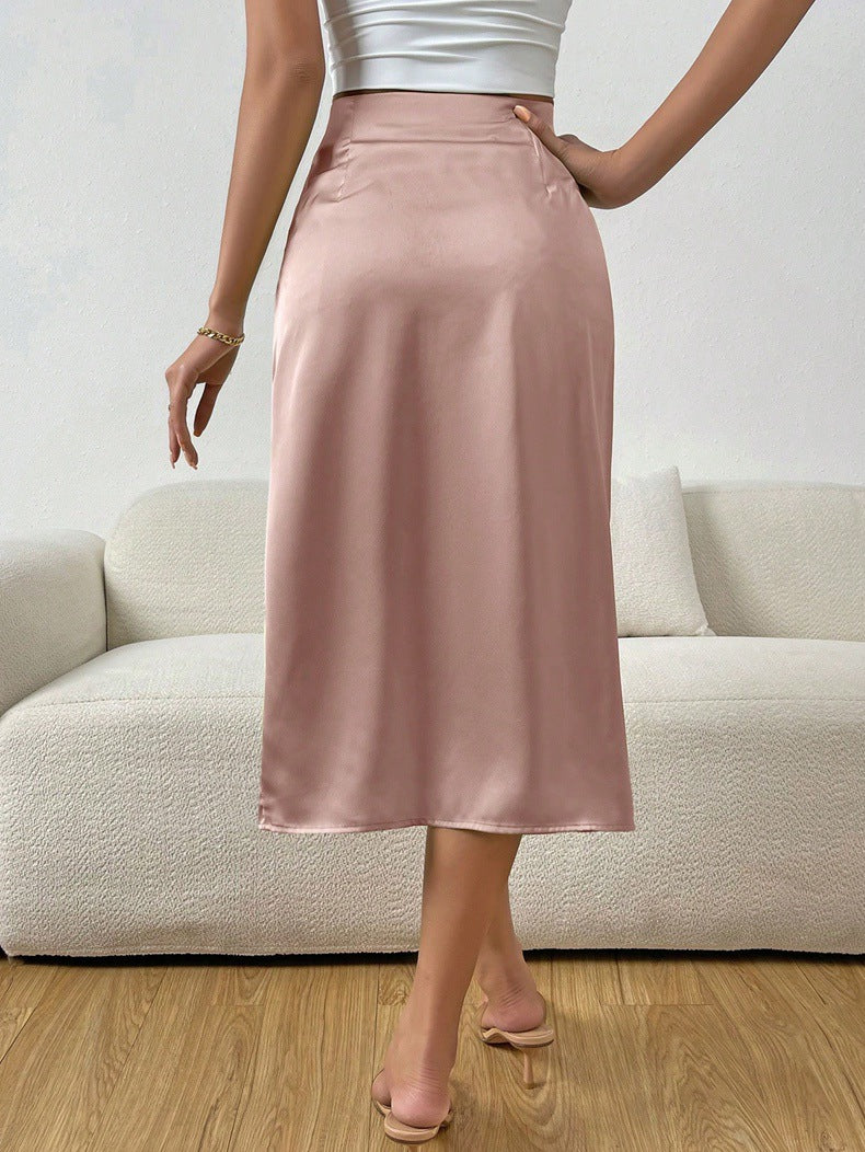 Women Summer Pleated Slit Skirt 17