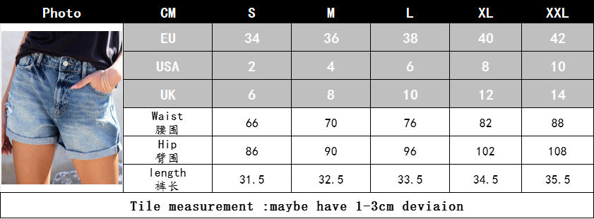 Women summer hem Hot Shorts worn washed Denim shorts 8