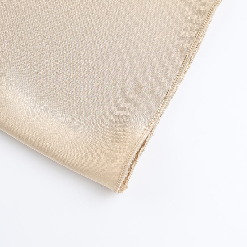 Summer Sexy Lace-Up Slim Waist Strap Satin Long Dress 15