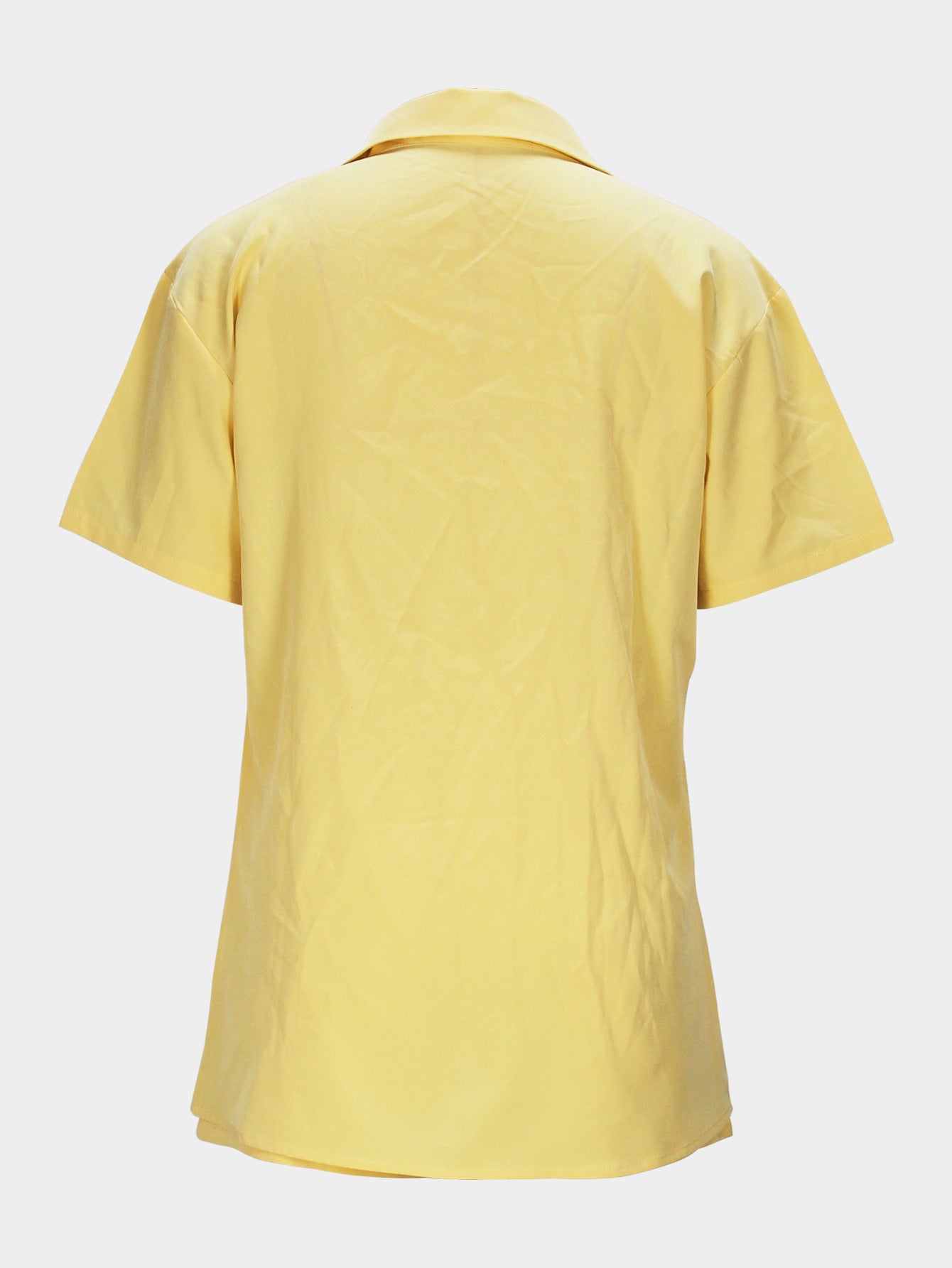 Women's Casual Fashion Short Sleeve Turndown Collar Shirt Elastic Waist Shorts Set 6