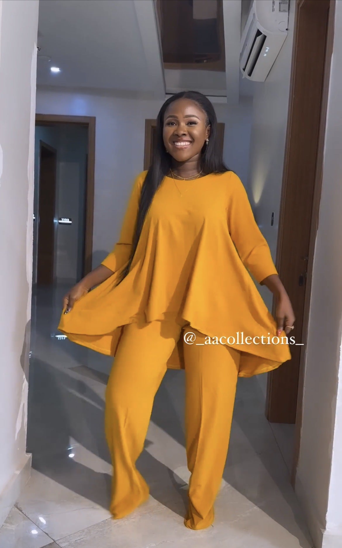 Women Irregular Hem Solid Top and Pant Two-piece Set 5