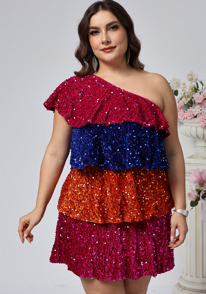 Plus Size Women Slash Shoulder Elegant Dress