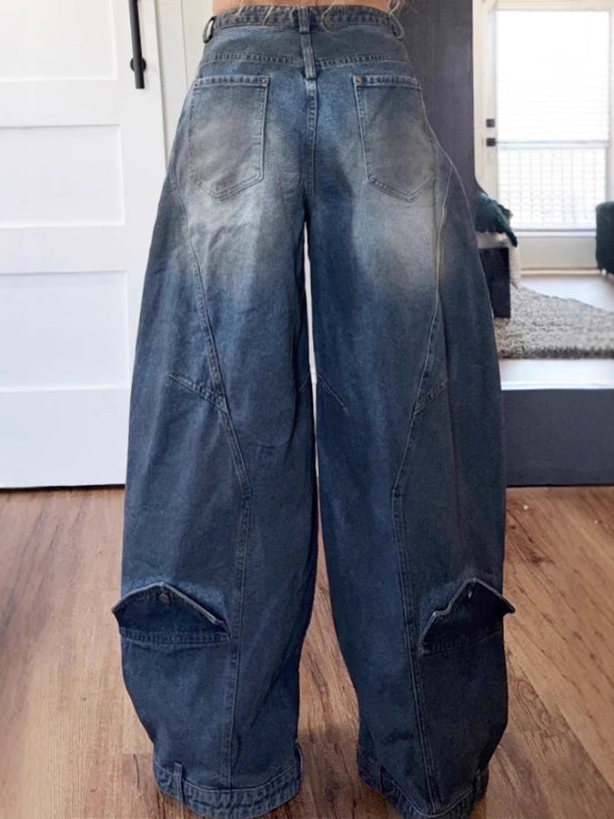 Wide leg women's denim pants 3