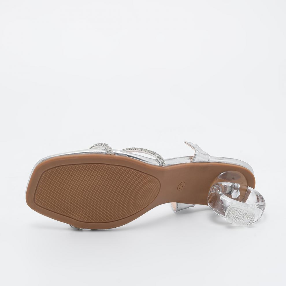 Women elegant rhinestone decorated thick heel sandals summer sandals heel 7