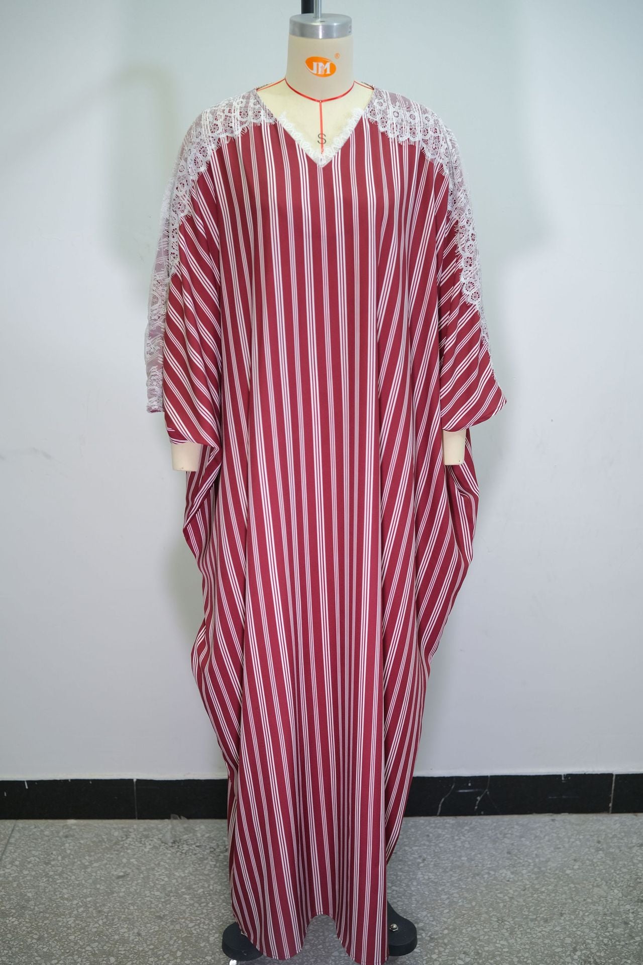 Women Summer Lace V-Neck Striped Dress 11