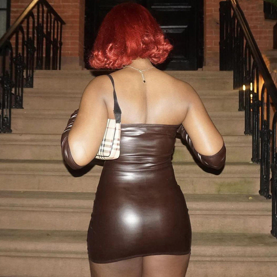 Autumn hand sleeves strapless Slim Fit Bodycon sexy dress for women 11