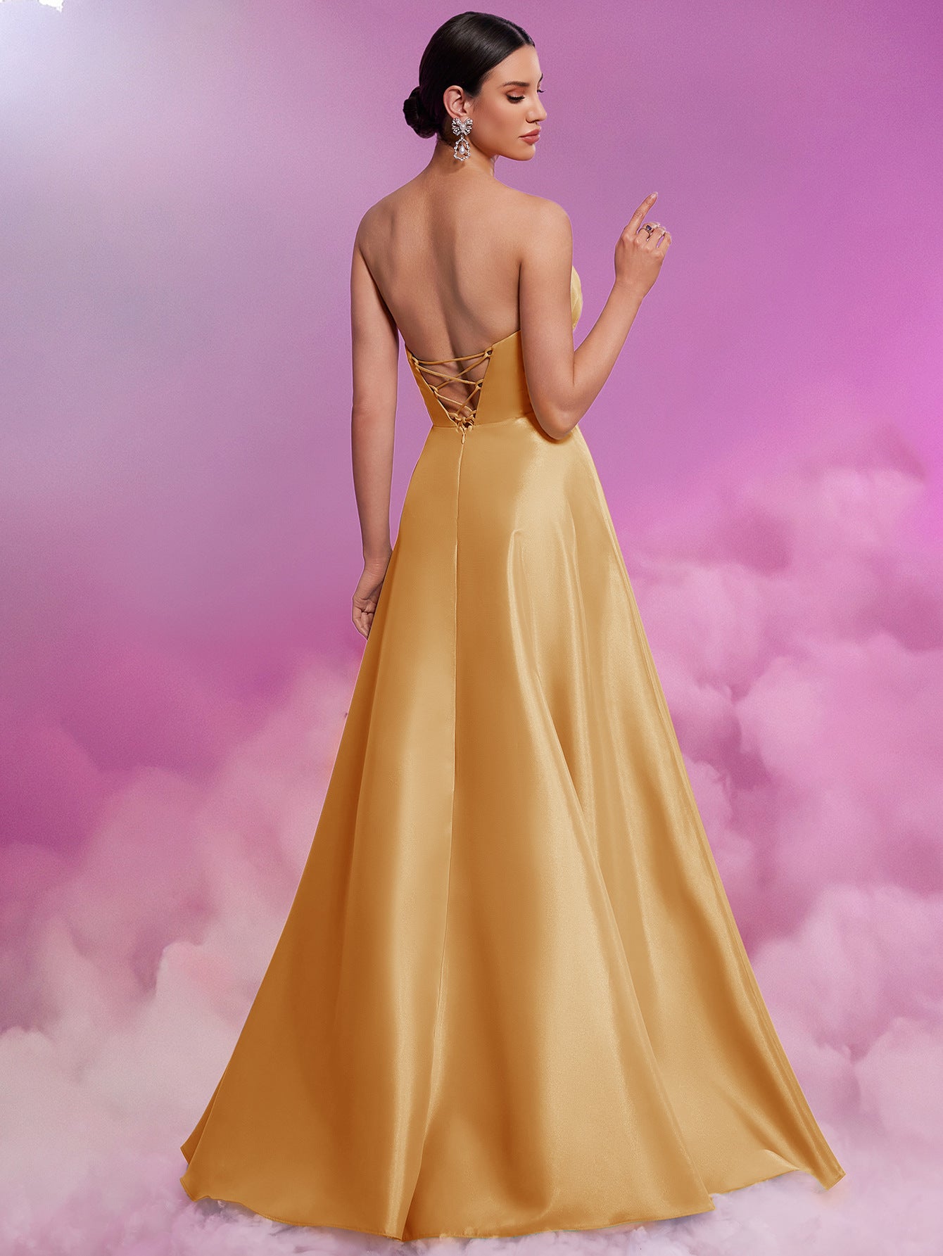 Women's Elegant Sexy Strapless Formal Bridesmaid Cocktail Evening Dress 3