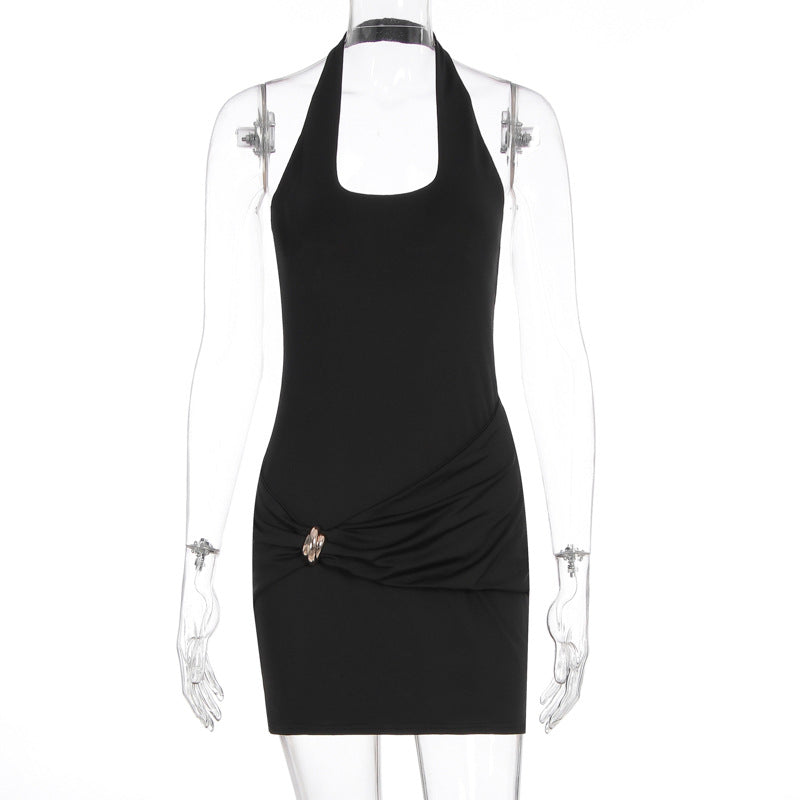 Summer Metallic Trim Tie-Waist Low Back Bodycon Dress 7