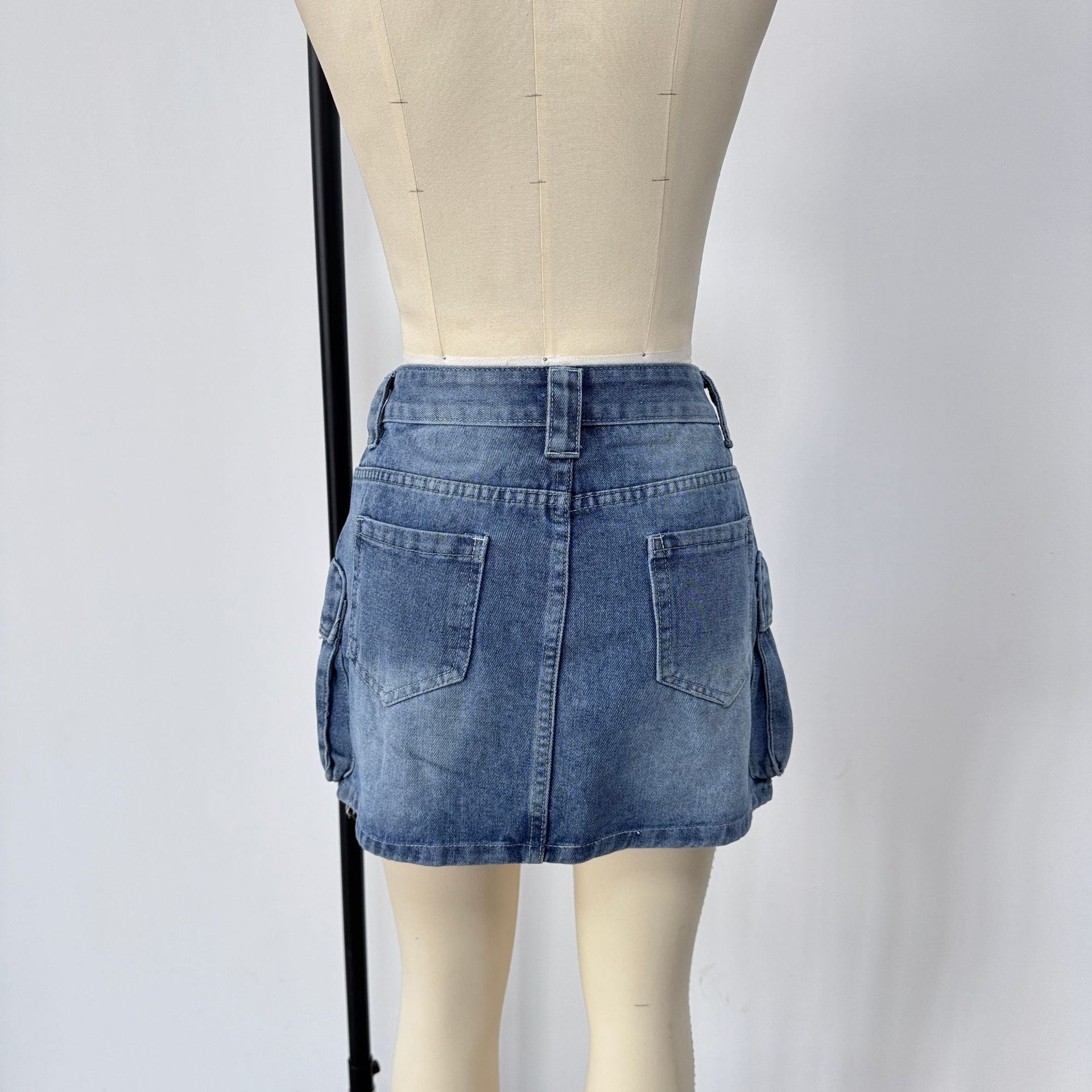 Women Summer Cargo Denim Skirt 9
