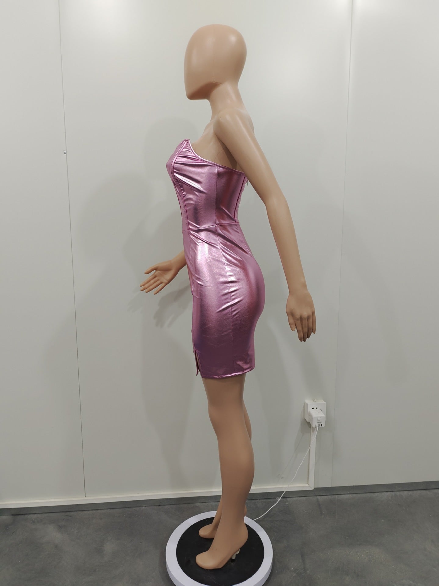 Shiny Solid Color Tube Dress 12