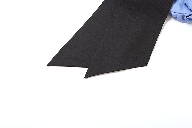 Autumn Women's Fashion High Neck Color Block Sexy Crop Top Short Skirt Set 17