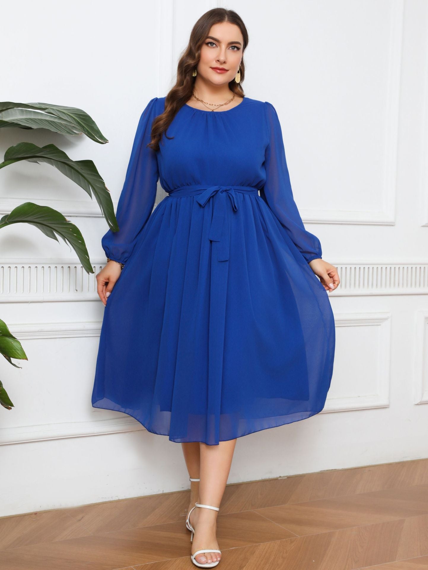 Plus Size Women Elegant Chiffon Dress