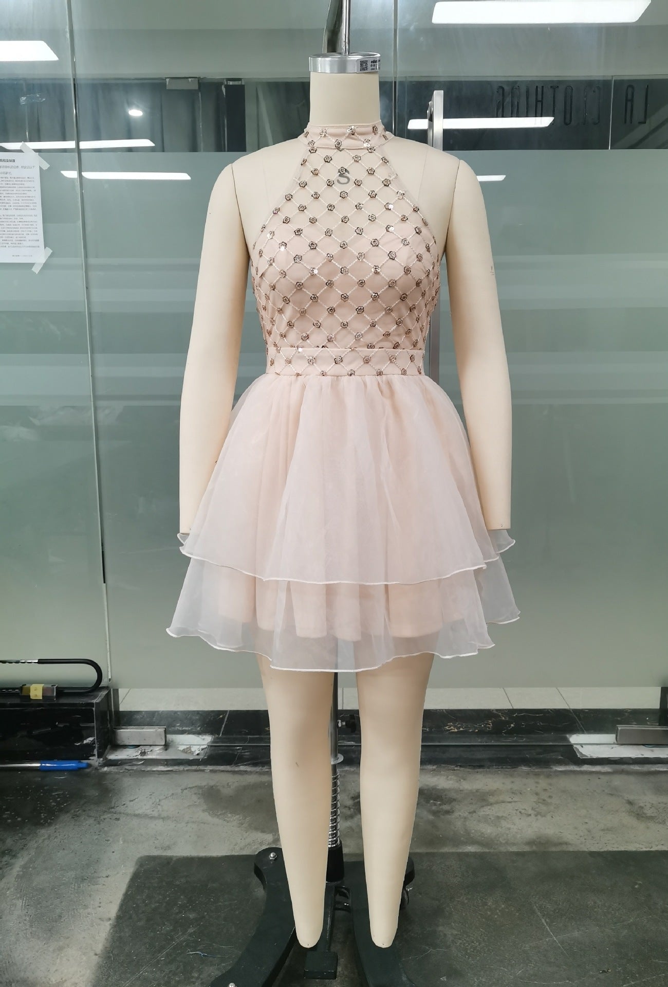 Women Summer Mesh Patchwork Sequin Dress 5