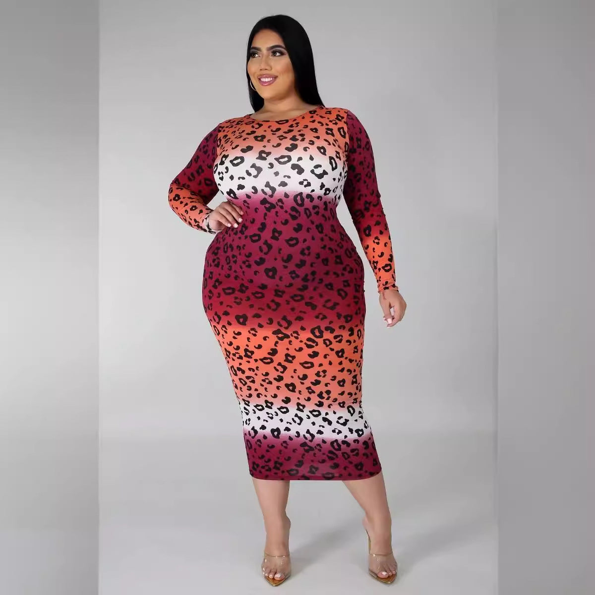 Women's Multicolor Gradient Plus Size Long Dress 5