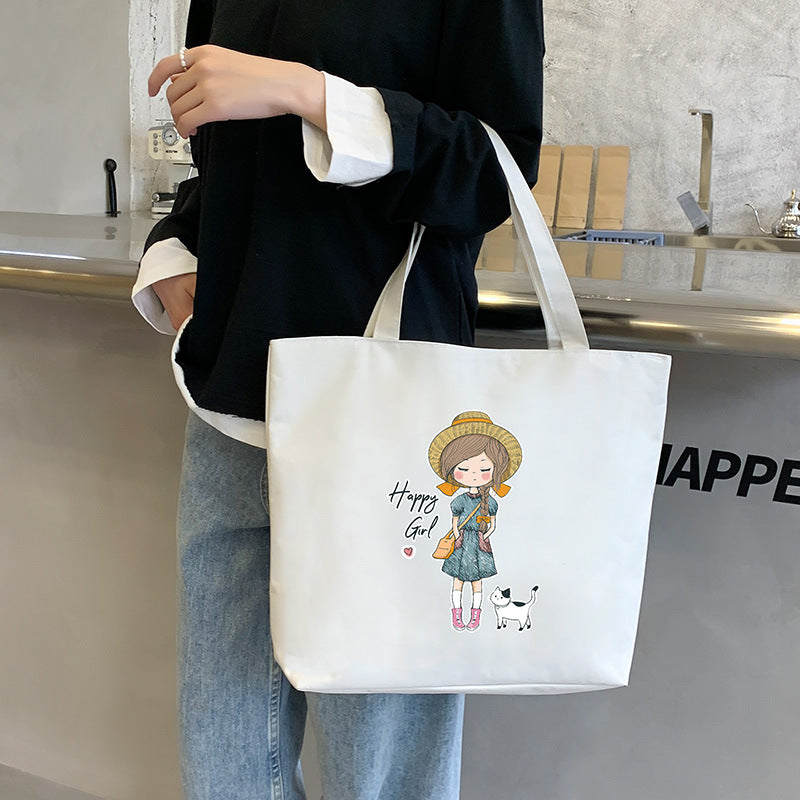 Women Canvas Bag Single Shoulder Handbag Tote Bag 6