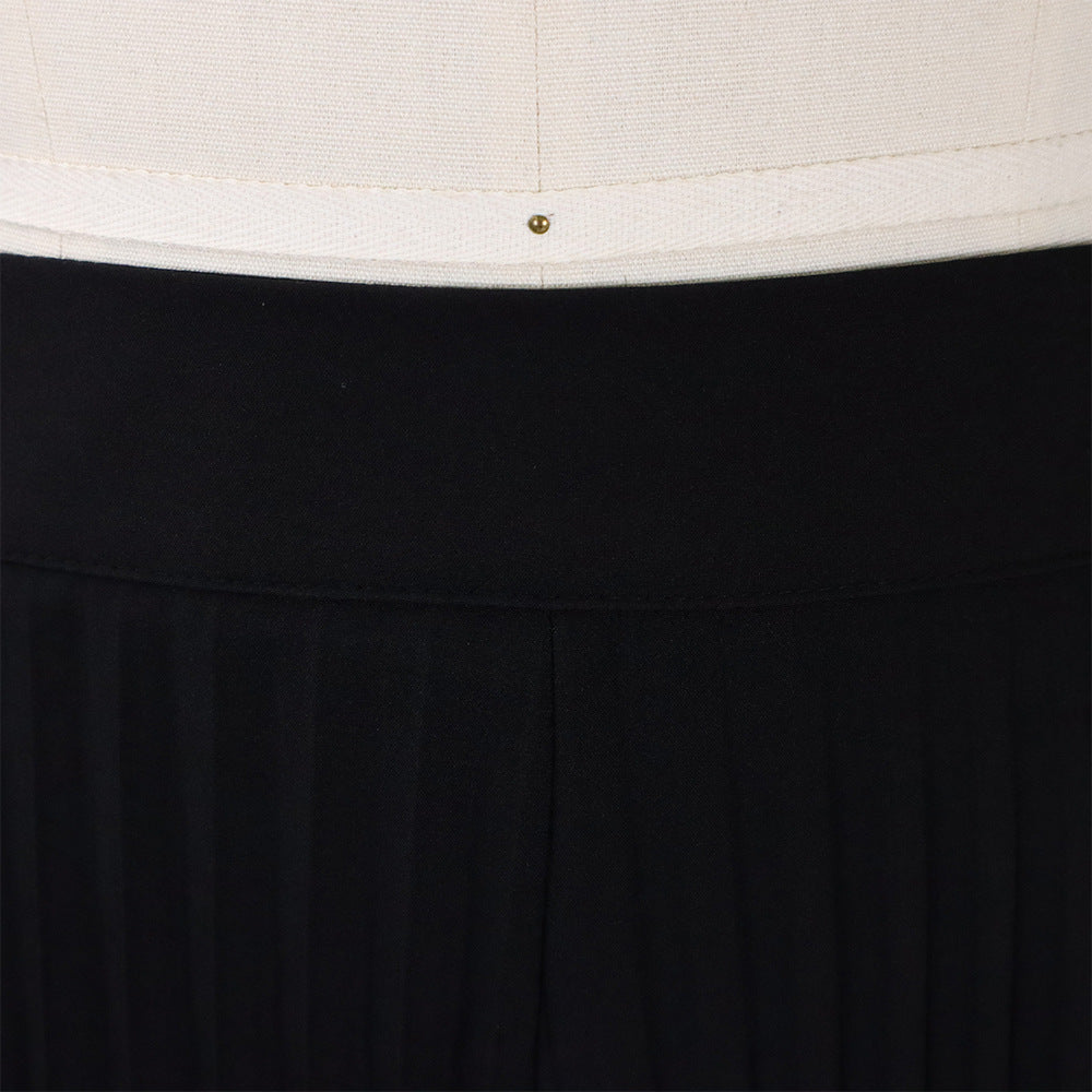 Ladies Summer Fashion Chic Pleated Pants High Waist Wide Leg Pants 24