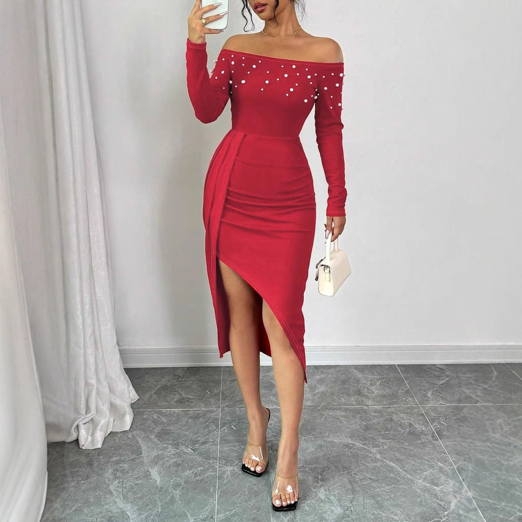 Women summer strapless slit dress 4