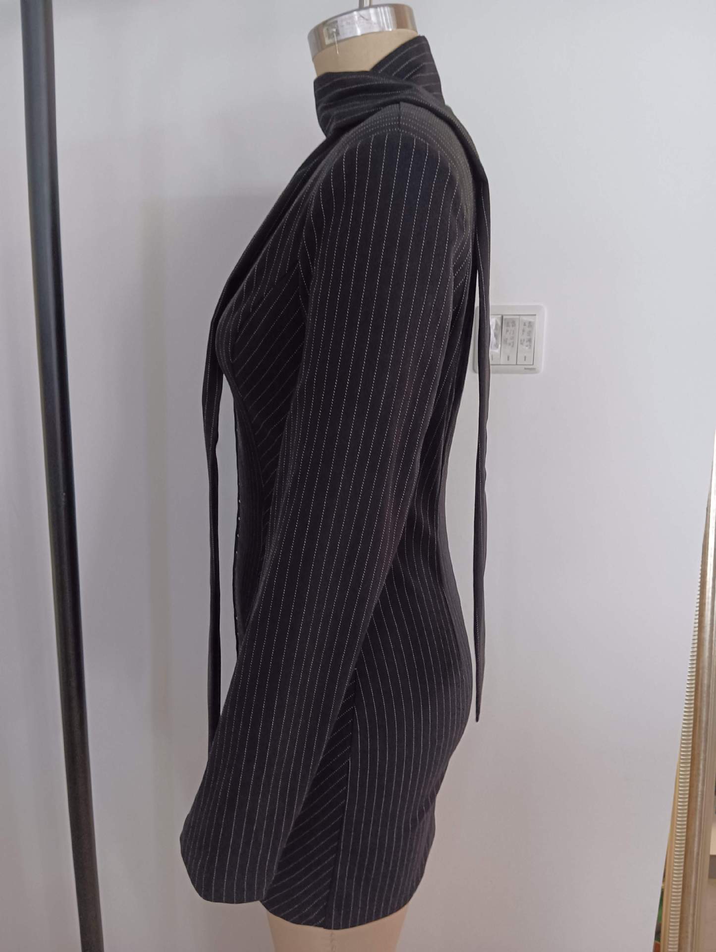 Women V-neck long-sleeved shirt bodycon dress 8