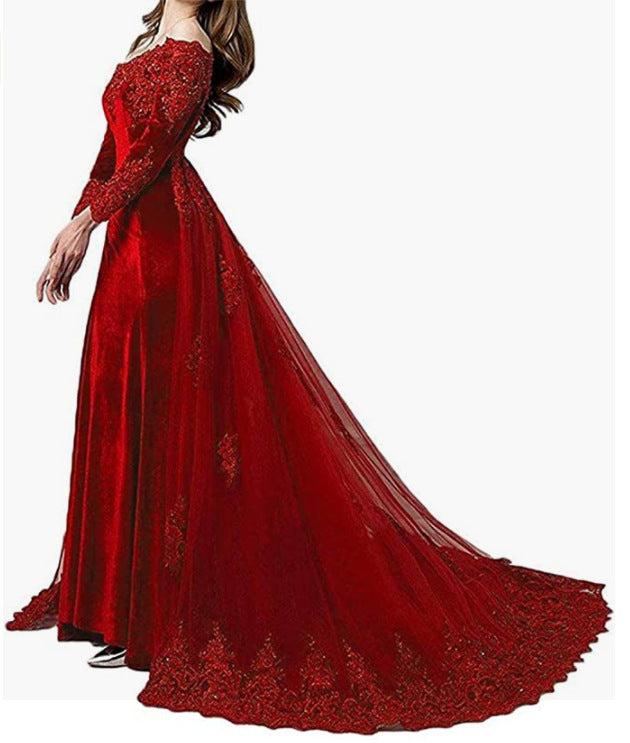 Sexy Off Shoulder Slim Waist Fishtail Satin Prom Evening Dress（Processing time need 3-6 days） 5