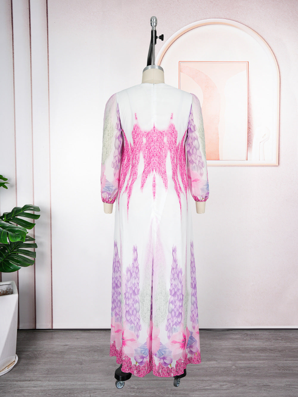 Muslim Print Chiffon Plus Size Women's Long Dress 14