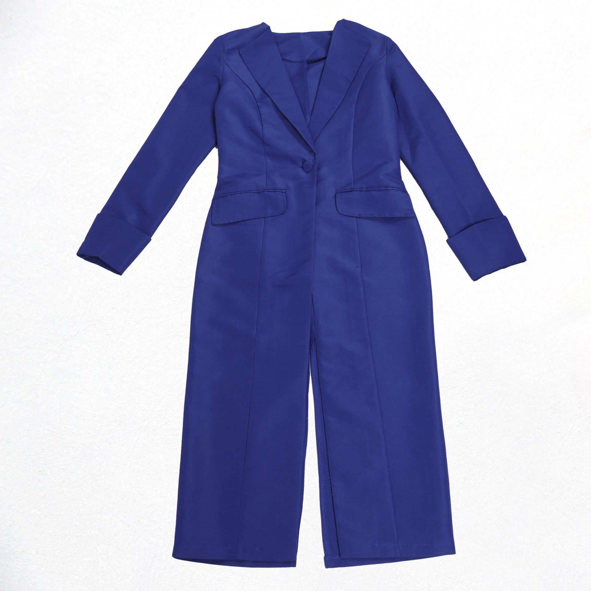 Turndown Collar Slim Waist Back Slit Blazer Sleeveless Dress Two-Piece Set 14