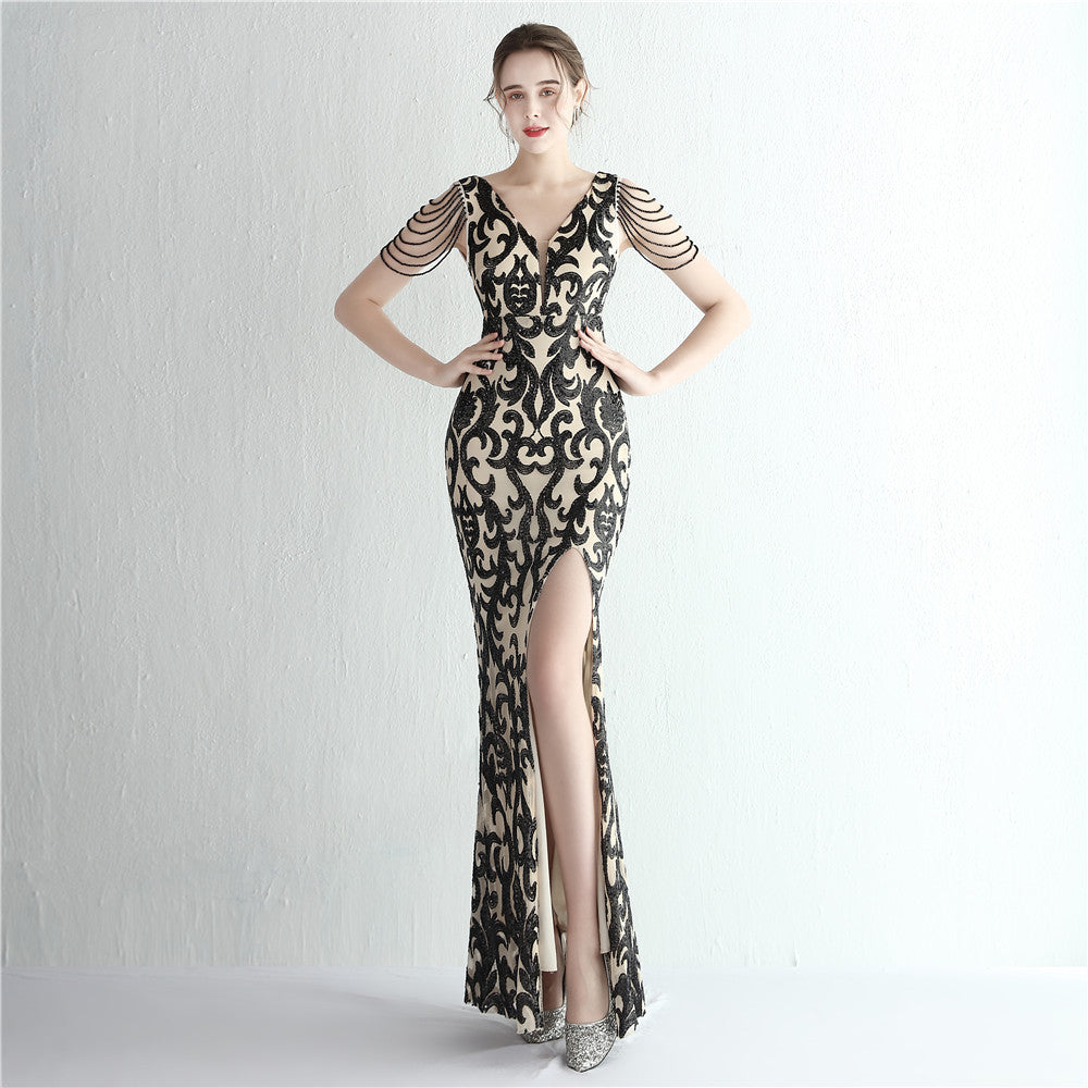 Plus Size Women Plus Size Sequins Formal Party Maxi Evening Dress 7