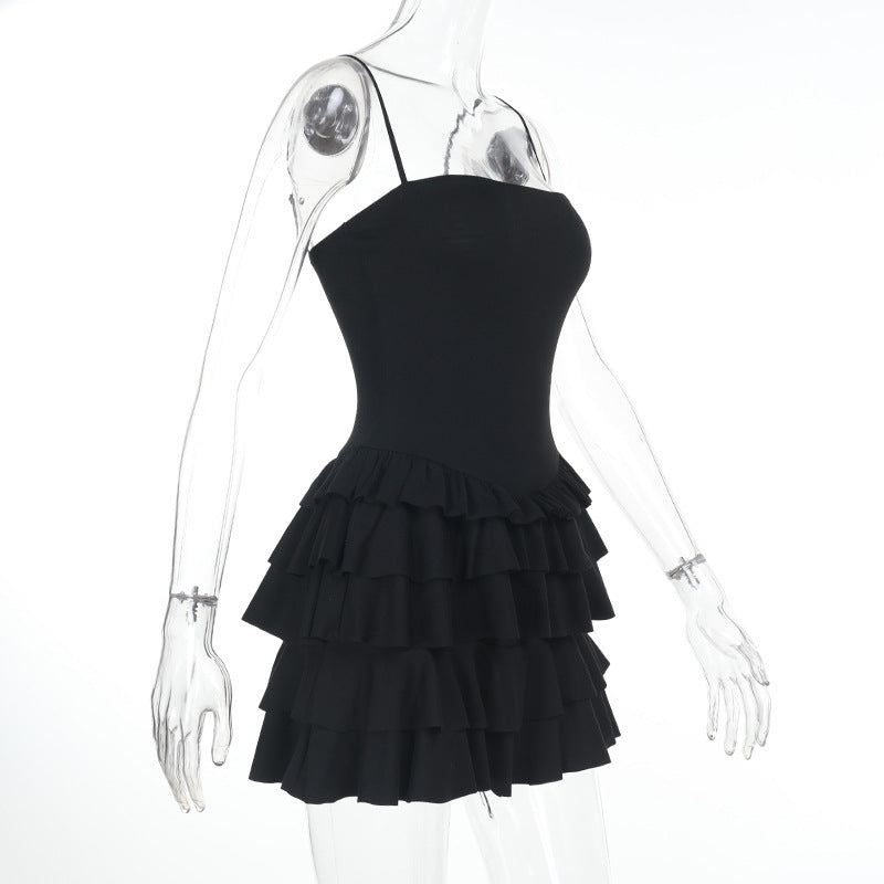 Strap ruffle sexy Low Back women summer Ruffle short dress 4