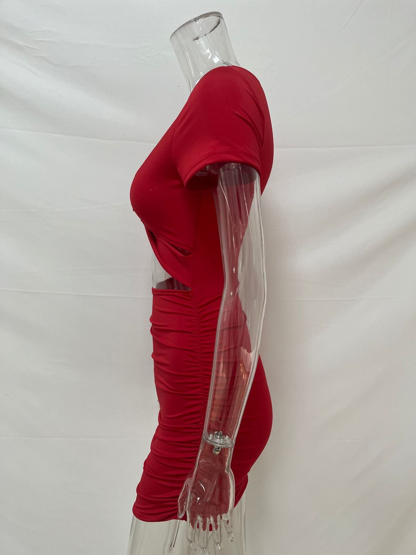 Women Summer Sexy V-Neck Short Sleeve Bodycon Dress 29