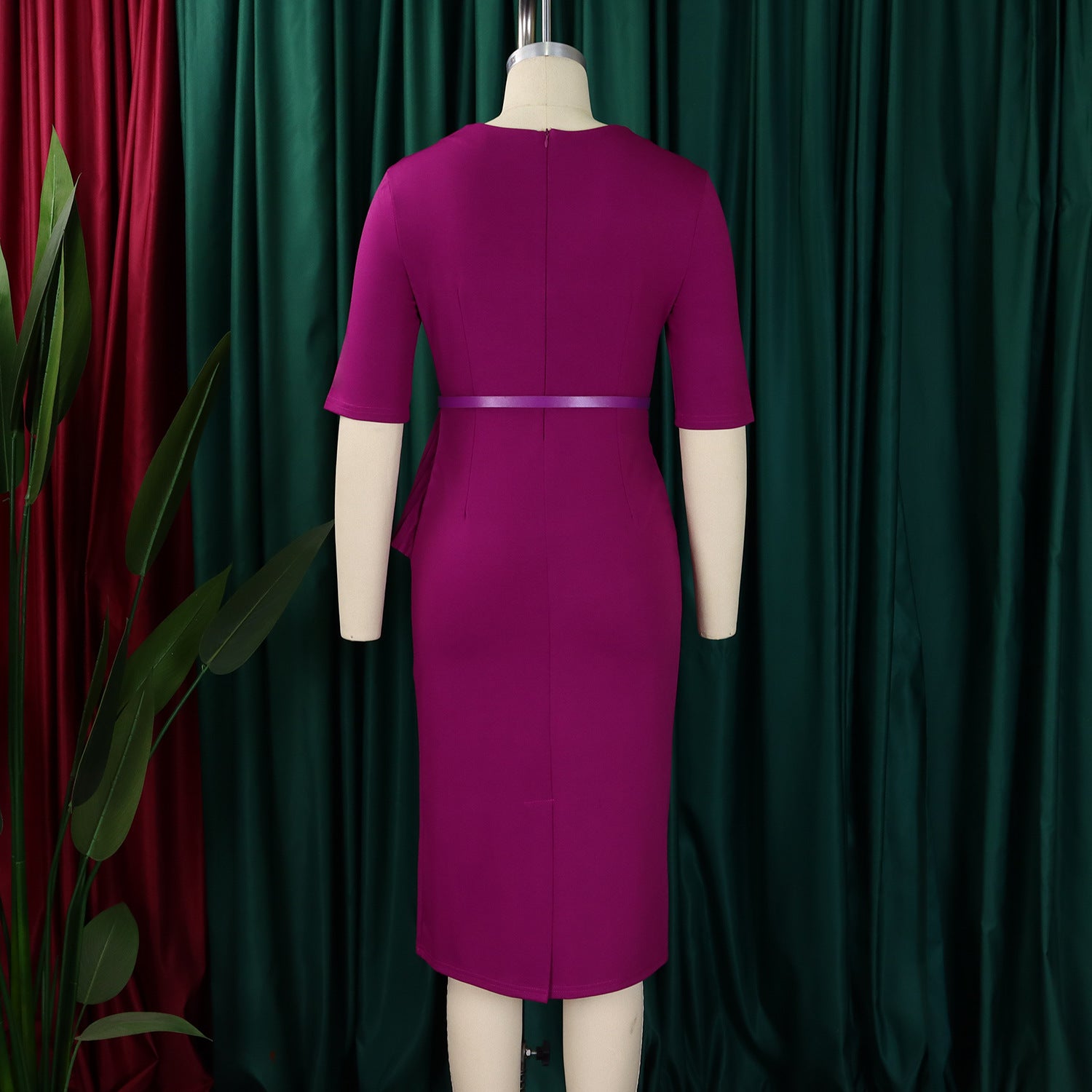 Women's Summer Fashionable Solid Color African Bodycon Dress 18