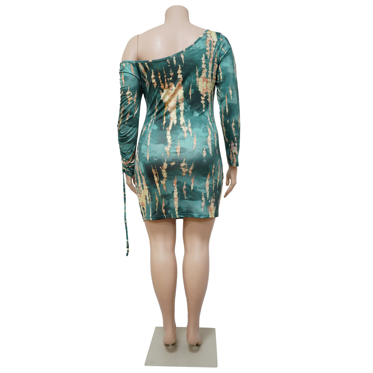 Plus Size Women's Sexy Slash Shoulder Nightclub Print Bodycon Dress 9