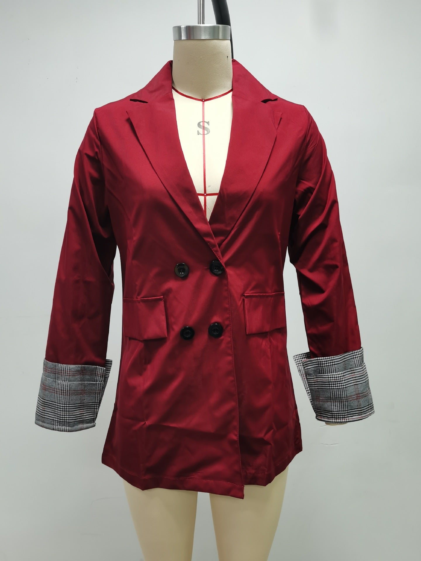 Autumn And Winter Women's Solid Color Turndown Collar Button Slim Chic Blazer 16