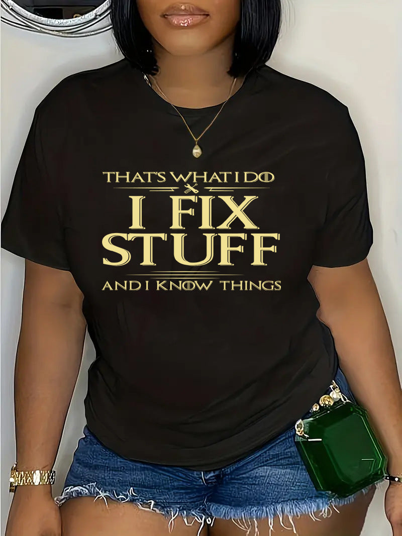 Fashion Style Trendy Pattern Printed Pattern Summer Plus Size Women's Short Sleeve T-Shirt 18