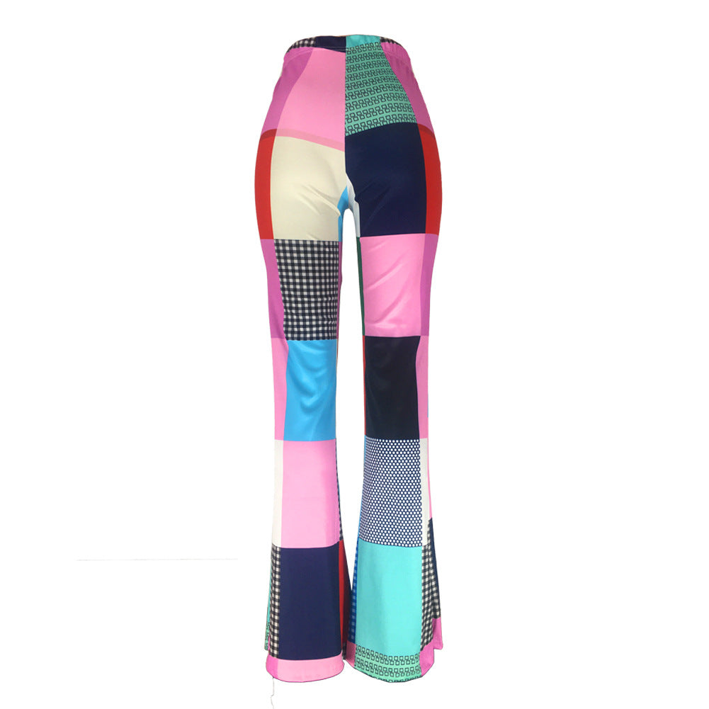 Women Casual Printed Plaid Casual Pants 11